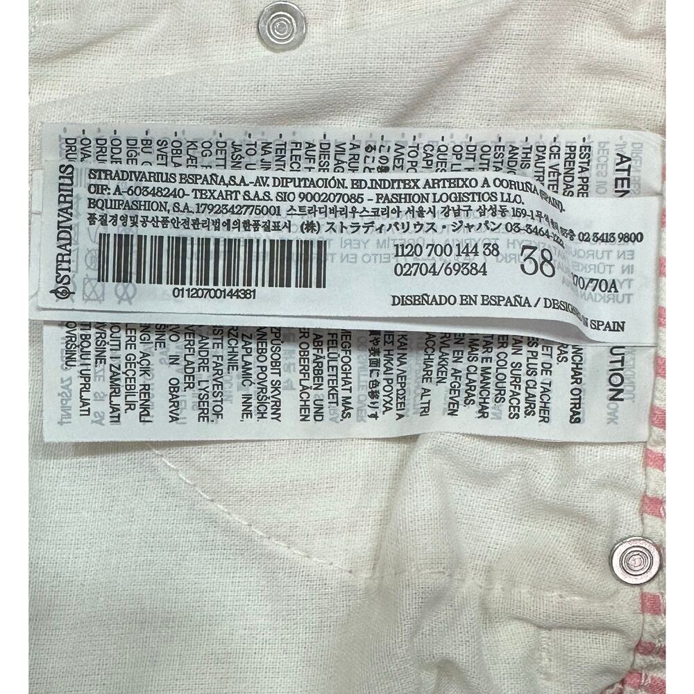 NWT Stradivarius Skinny Super High Waist Pink White Pinstripe Jeans Size 6 - Picture 12 of 13